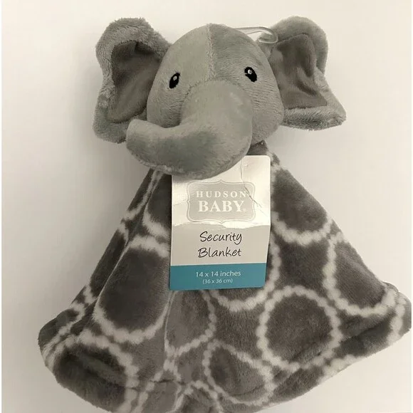 Hudson Baby Gray Elephant Lovey Circles Security Blanket 14